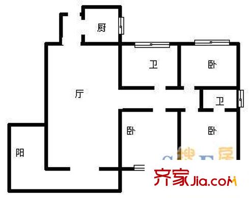 青島太平洋中心 3室 戶型圖