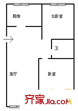 東方花園新村 2室 戶型圖