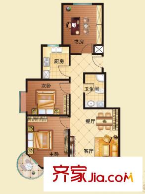 巴黎壹號戶型圖1-11#樓C戶型 3室2廳1衛(wèi)1廚