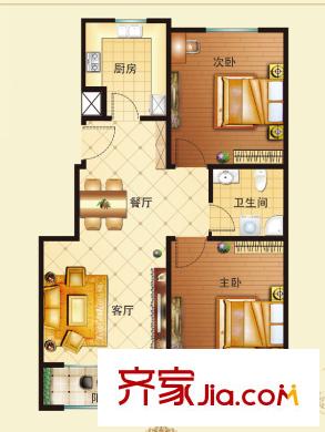 巴黎壹號戶型圖5#樓戶型 2室2廳1衛(wèi)1廚