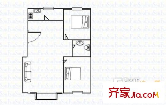 興寶苑戶型圖2室戶型圖 2室1廳1衛(wèi)1廚