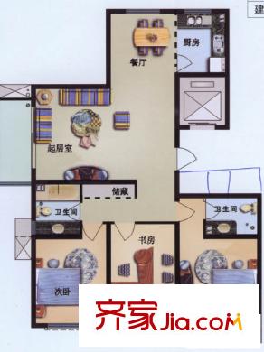 天福綠洲戶型圖3室2廳2衛(wèi)