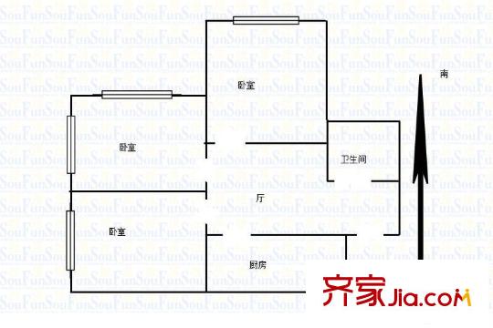 南口路社區(qū) 3室 戶型圖