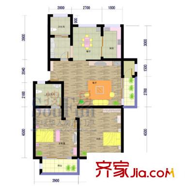 水青木華二期戶型圖2室2廳2衛(wèi)