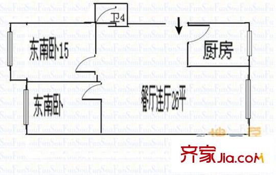 登州路社區(qū) 2室 戶型圖