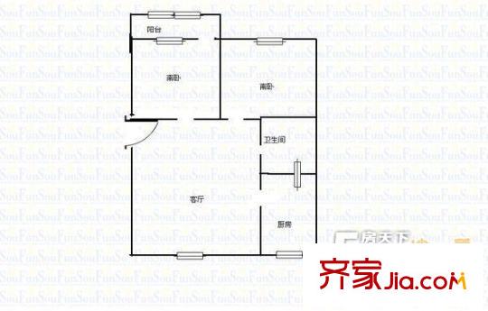 柳溝小區(qū) 戶型圖 二居