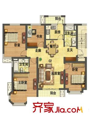 永合鼎泰豐1期多層C2戶型 4室2廳2衛(wèi)