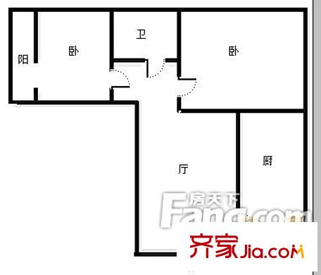興隆路小區(qū)戶型圖2室戶型圖 2室1廳1衛(wèi)1廚