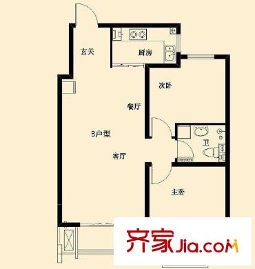 海宸雅園戶型圖2室 2室2廳1衛(wèi)1廚