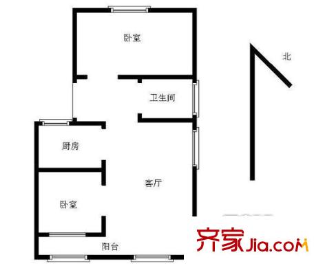 嘉禾路小區(qū)戶型圖2室戶型圖 2室1廳1衛(wèi)1廚