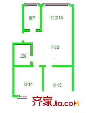 嘉禾路小區(qū)戶型圖兩居戶型圖 2室1廳1衛(wèi)1廚