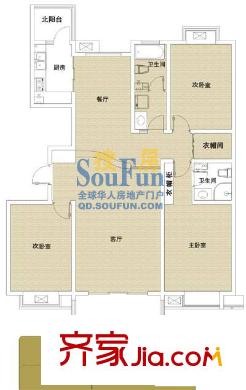 新城水岸府邸戶型圖3室2廳2衛(wèi)1廚