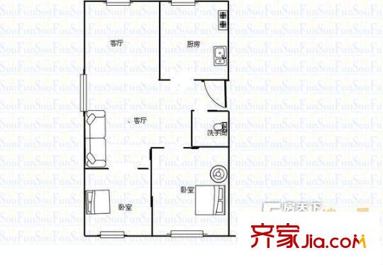 書香門第(即墨)戶型圖青島 書香門第(即墨) 戶型圖 2室2廳1衛(wèi)1廚