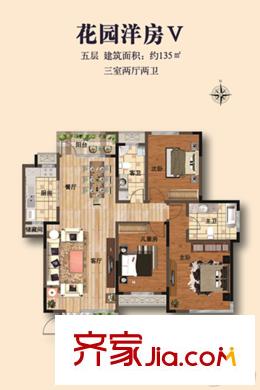 龍山上苑2、3、6、7、11、12號(hào)樓5層 3室2廳2衛(wèi)1廚