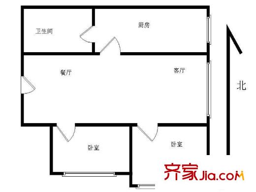 政法公寓二期2室 戶型圖