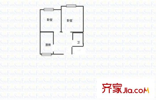 海泊橋小區(qū)戶型圖海泊橋散盤 2室 戶型圖 2室1廳1衛(wèi)1廚