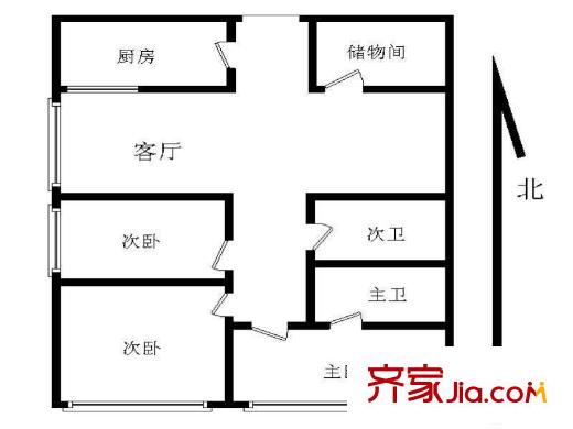 政法公寓二期3室 戶型圖