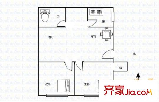 政法公寓二期2室 戶型圖