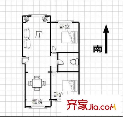 政法公寓二期 2室 戶型圖