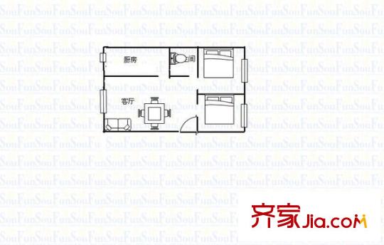 齊潤金灘花園 2室 戶型圖