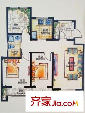 青島正商紅河谷11-13#、15-17#H5A戶型 2室2廳1衛(wèi)