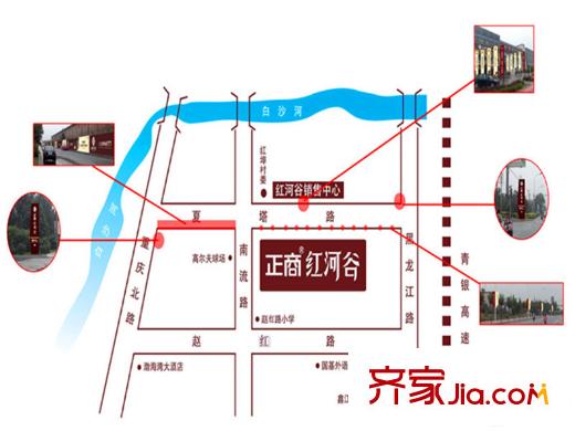 青島正商紅河谷交通坐標(biāo)圖