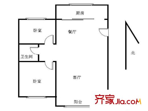 海信海安新居2室 戶型圖