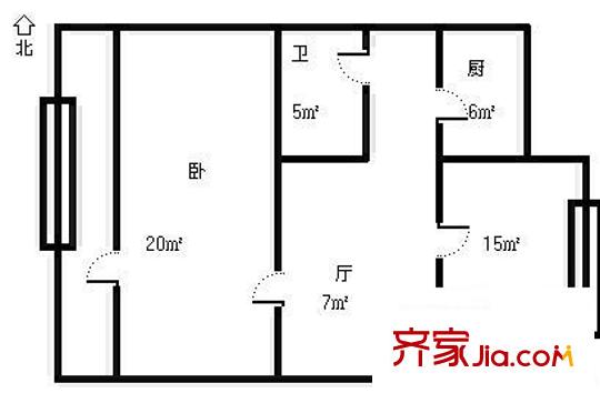 延吉路社區(qū) 2室 戶型圖