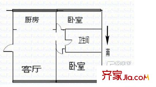 香江世紀園戶型圖2室戶型圖 2室2廳1衛(wèi)1廚