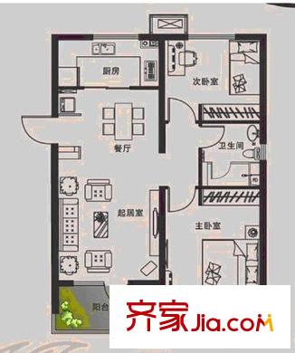 香江世紀園戶型圖2室戶型圖 2室2廳1衛(wèi)1廚