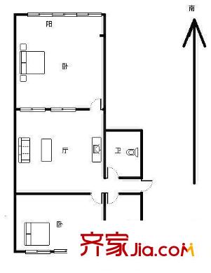 升平路二小區(qū)戶型圖2室戶型圖 2室1廳1衛(wèi)1廚