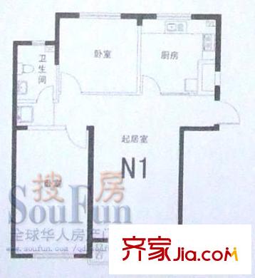 四季景園二期戶型圖N1戶型 2室1廳1衛(wèi)