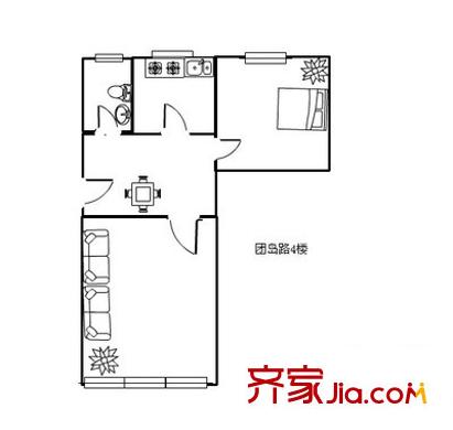 團島社區(qū)戶型圖團島小區(qū) 2室 戶型圖 2室1廳1衛(wèi)1廚