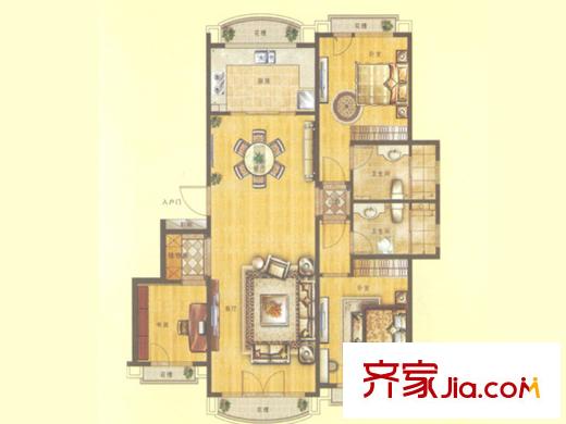 魯信南?；▓@戶型圖A戶型 3室2廳2衛(wèi)1廚