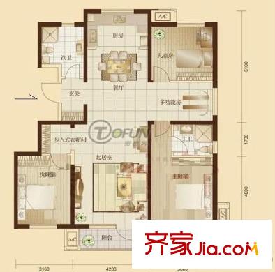 宏業(yè)小區(qū)3室 戶型圖