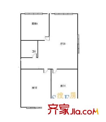 宏業(yè)小區(qū)2室 戶型圖