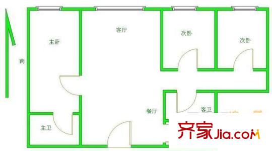 華海嘉園戶型圖3室戶型圖 3室2廳2衛(wèi)1廚