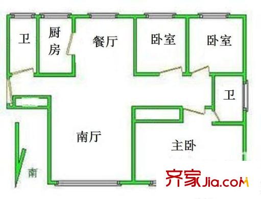 華海嘉園戶型圖3室戶型圖 3室2廳2衛(wèi)1廚