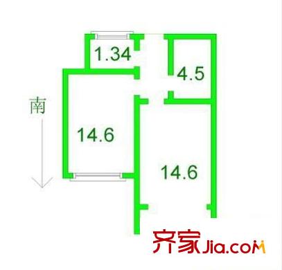 國(guó)棉五廠宿舍 2室 戶型圖