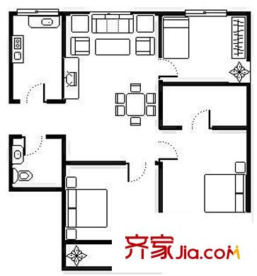 晟業(yè)家園 3室 戶型圖