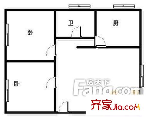 鎮(zhèn)江北路小區(qū)戶型圖2室戶型圖 2室1廳1衛(wèi)1廚