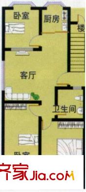 竹苞花園戶型圖B 3室1廳1衛(wèi)1廚