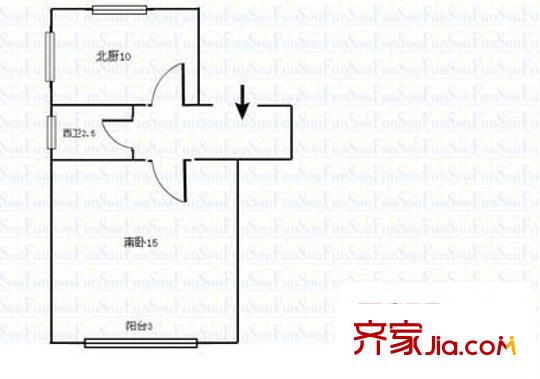 延安一路小區(qū) 1室 戶型圖