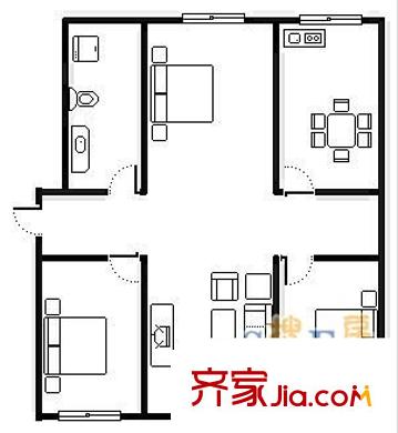 匯峰嘉園 3室 戶型圖