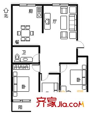 匯峰嘉園3室 戶型圖