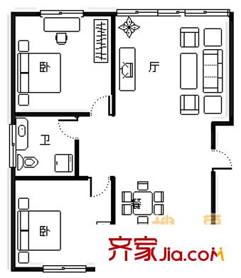 匯峰嘉園2室 戶型圖