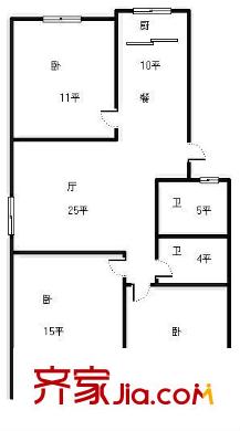 和平花園戶型圖3室戶型圖 3室2廳2衛(wèi)1廚