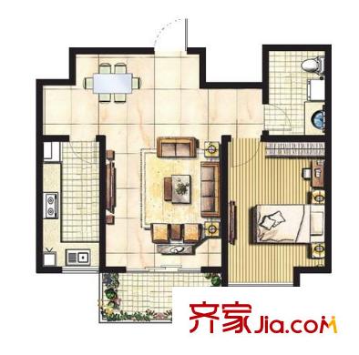 海信都市陽光戶型圖A戶型 1室1廳1衛(wèi)1廚