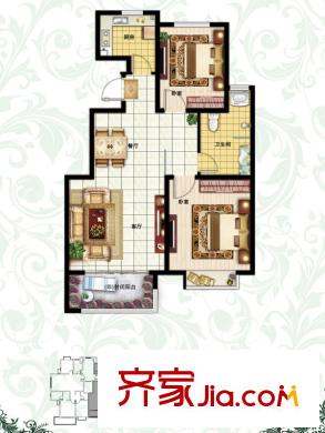 康大觀邸戶型圖4#小高層E戶型 2室2廳1衛(wèi)1廚