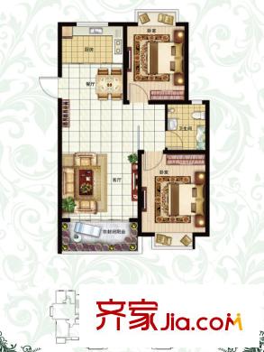 康大觀邸戶型圖3#高層C戶型 2室2廳1衛(wèi)1廚